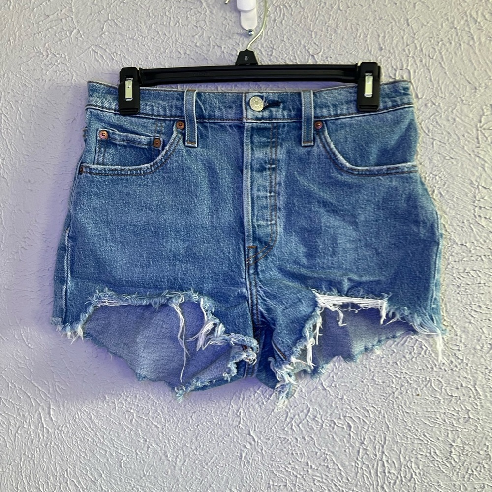 Levi's Blue Jean Shorts Distressed High-Waisted